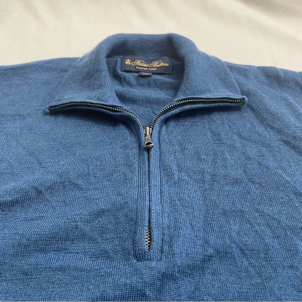 Brooks Brothers Italian Merino Wool 1/4 Zip Sweater Vest Preppy Blue Men’s XL